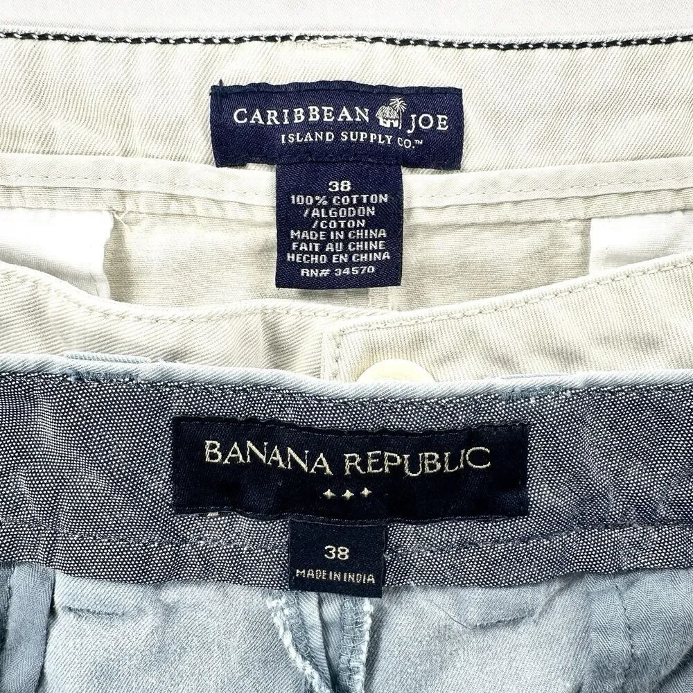 Banana Republic Chino Shorts Caribbean Joe Mens 38 Blue Beige Cotton Lot Of 2